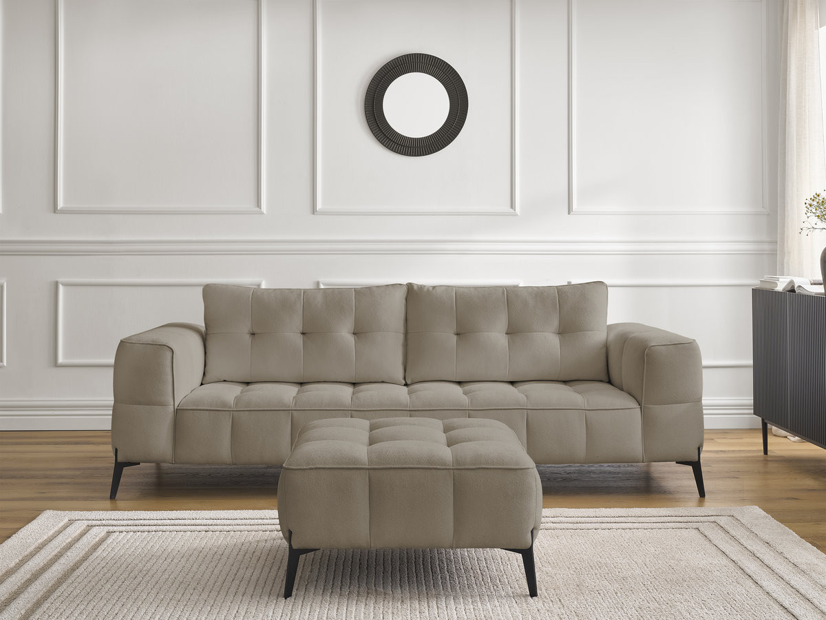 Bobochic Anis Sofa 3-Sitzer mit Pouf Strukturstoff Taupe