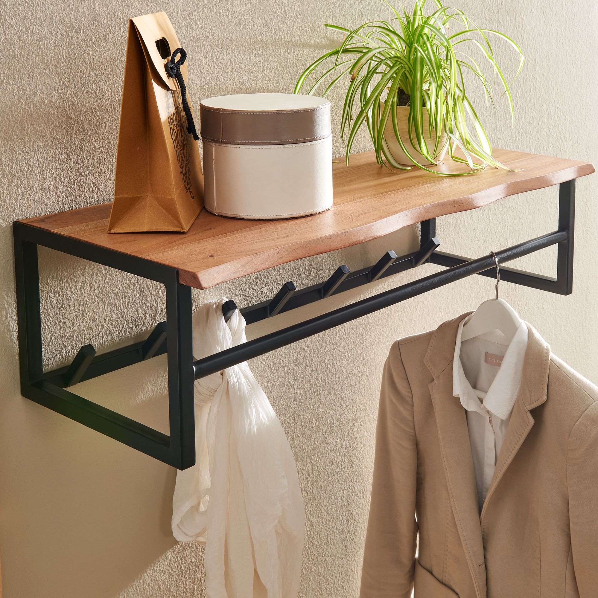 Wandgarderobe Andakill Akazie Massivholz 80 × 33 × 22 cm