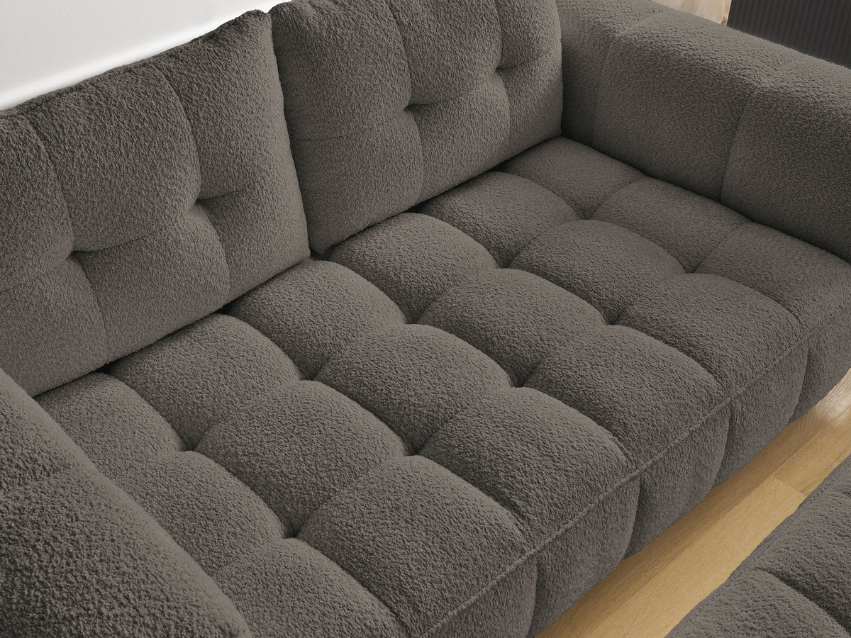 Bobochic Anis Sofa 2-Sitzer mit Pouf Bouclé-Stoff Braun