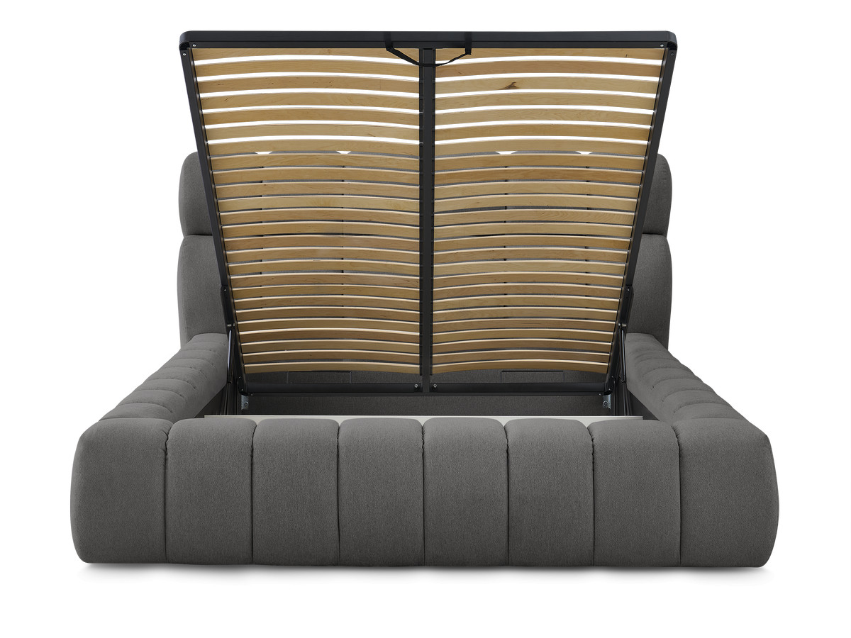 Bobochic Mont-blanc Polsterbett mit Bettkasten Stoff Dunkelgrau, Liegefläche 180 × 200 cm