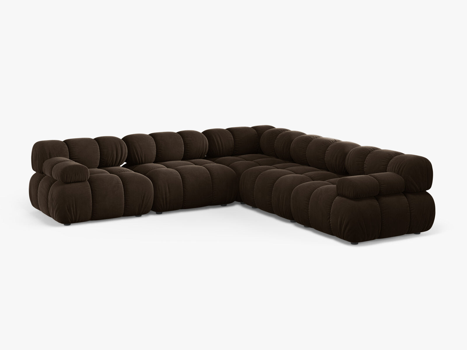 Micadoni Symmetrisches Ecksofa Bellis 5-Sitzer Samt Bluvel Dunkelbraun