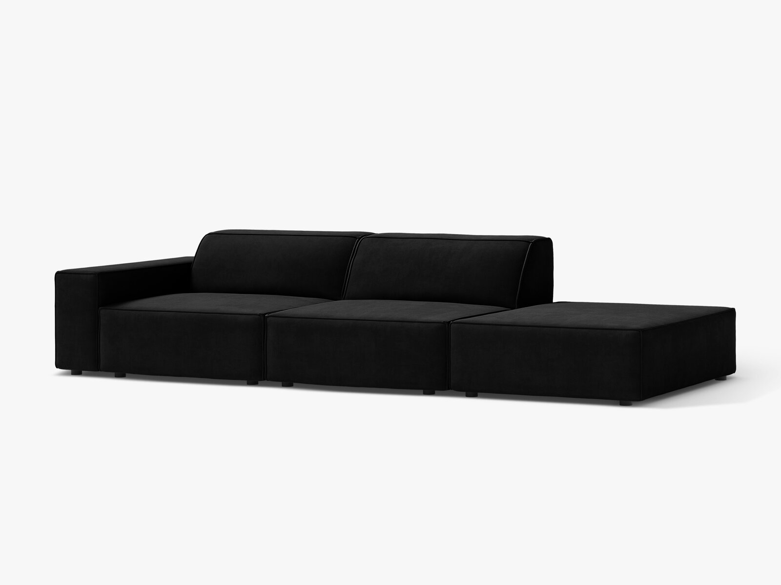 Micadoni Sofa Jodie 3-Sitzer Rechts Samt Venus Schwarz