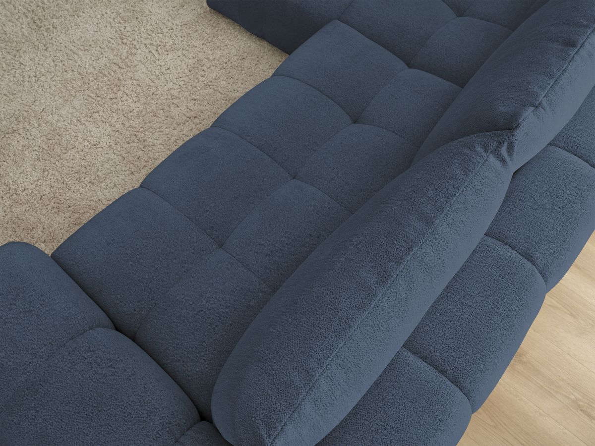 Bobochic Everest Ecksofa mit Schlaffunktion und Bettkasten 318 × 180 cm, 3 Kissen Melange-Stoff Dunkelblau Ecke links
