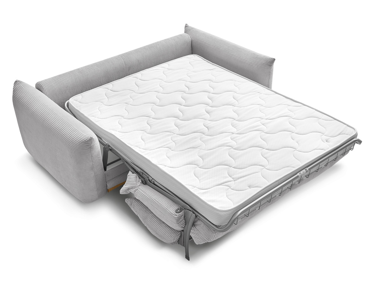 Bobochic Ernest Schlafsofa 3-Sitzer, Liegefläche 140 / 160 × 190 cm Cordsamt Hellgrau, Liegefläche 160 × 190 cm