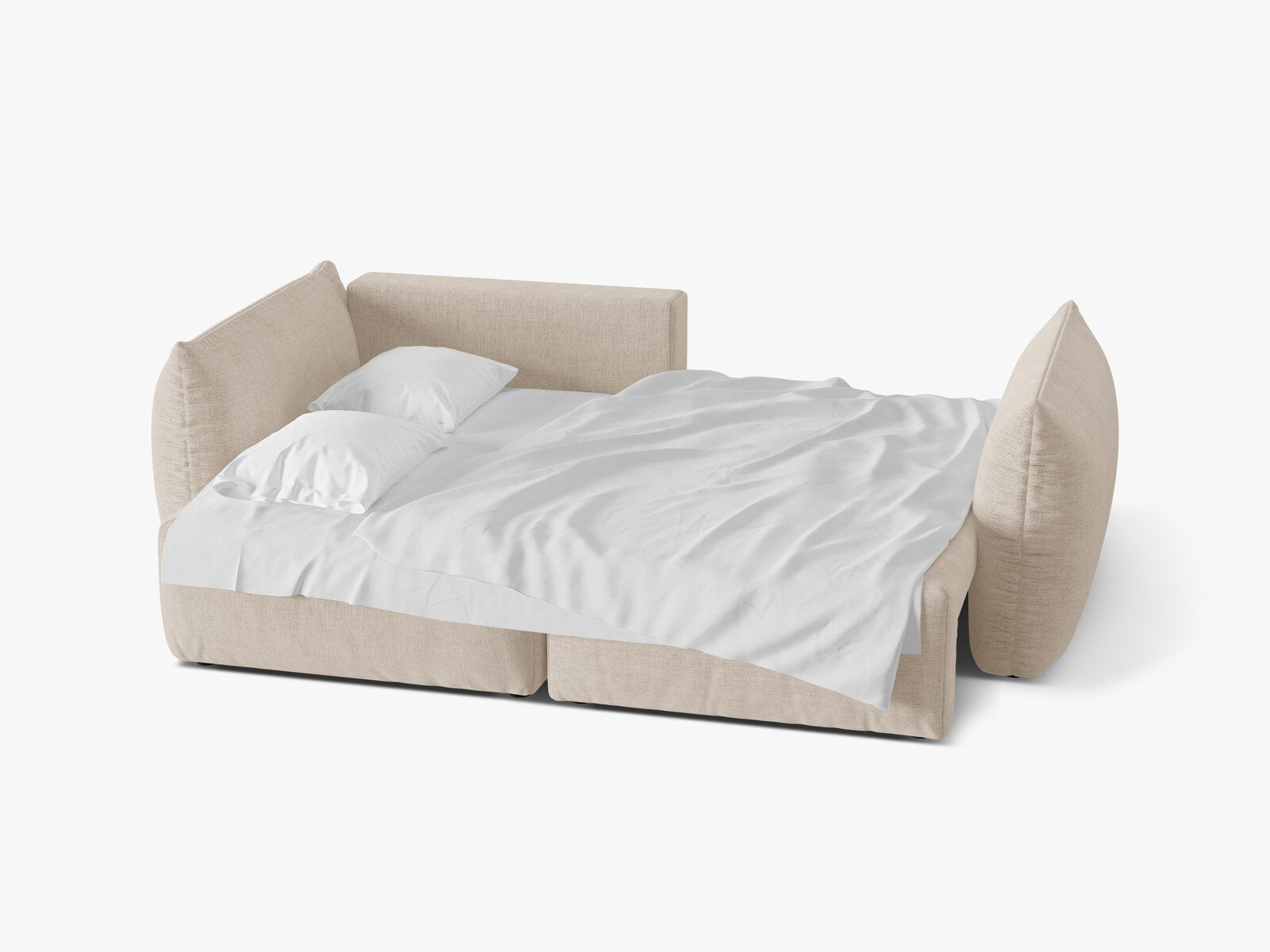 Micadoni Bloom Ecksofa 3-Sitzer mit Schlaffunktion Links Strukturierter Stoff Wind Helles Beige