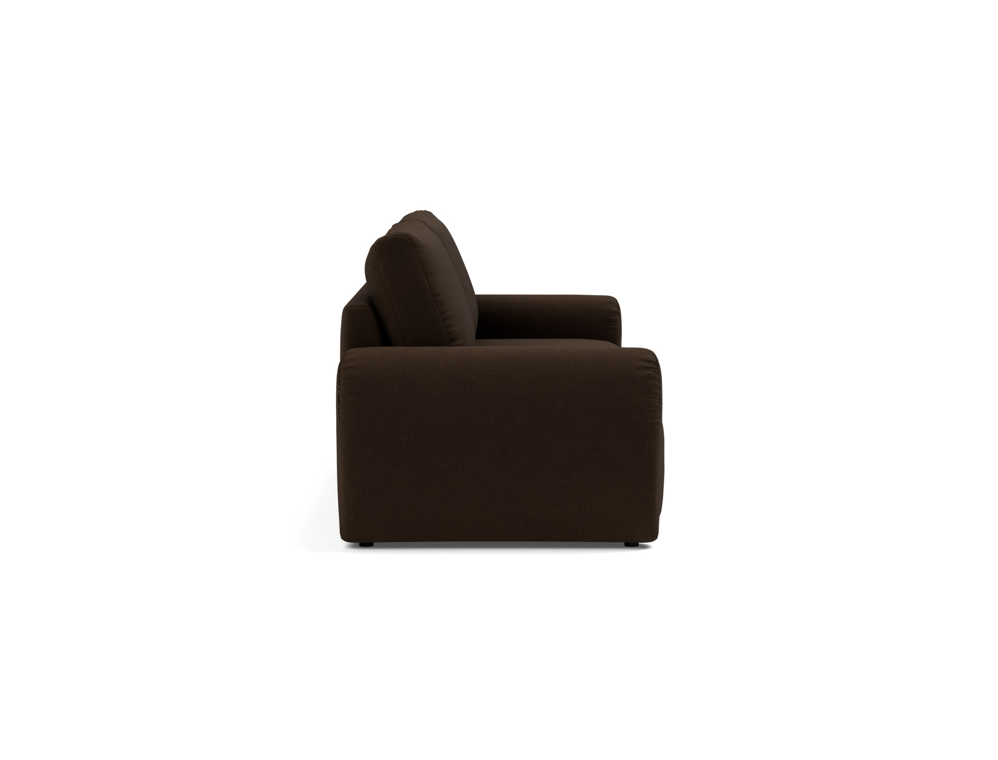 Schlafsofa Norum mit Curve-Armlehnen Strukturierter Stoff Taura 358-Chocco