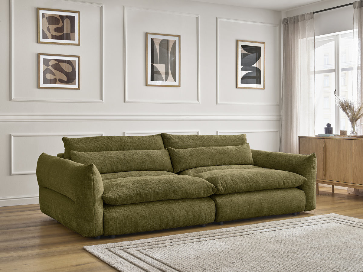 Bobochic Neil Sofa 3-Sitzer Strukturstoff Grün