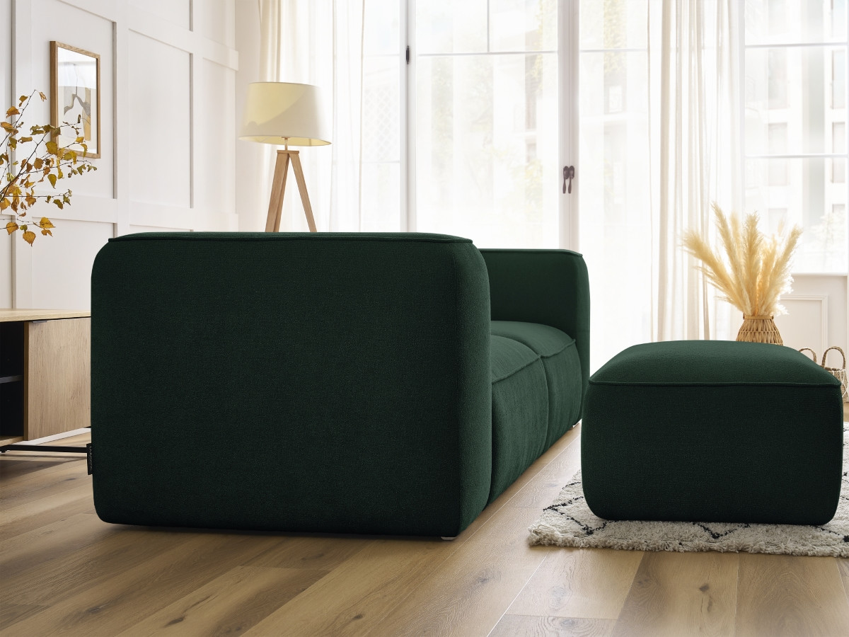 Bobochic Zephyr Sofa 3-Sitzer mit Pouf Strukturstoff Grün