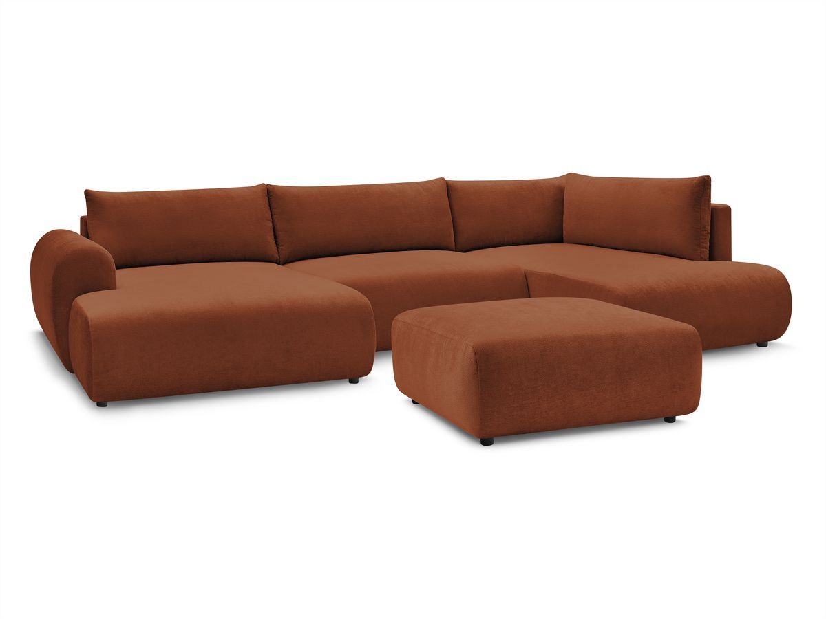 Bobochic Lucien Wohnlandschaft mit Pouf Stoff Orange Ecke links