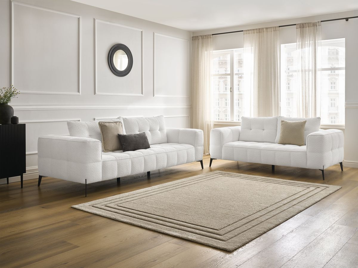 Bobochic Anis Sofa 5-Sitzer Bouclé-Stoff Weiß