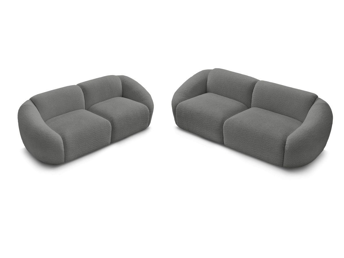 Bobochic Tina Sofa 5-Sitzer Bouclé-Stoff Dunkelgrau