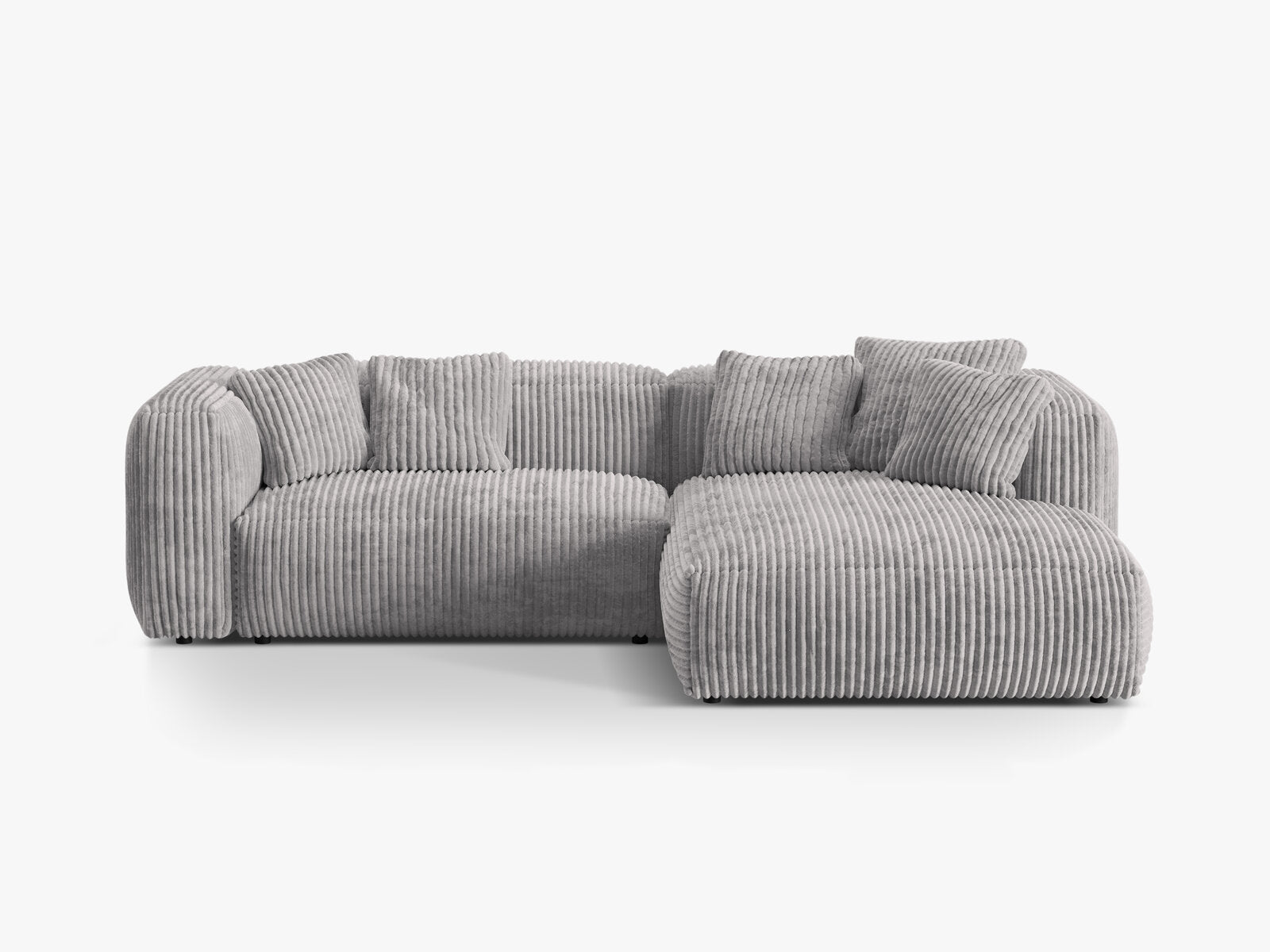 Micadoni Ecksofa Martina 2-Sitzer Rechts Kord Tilia Hellgrau