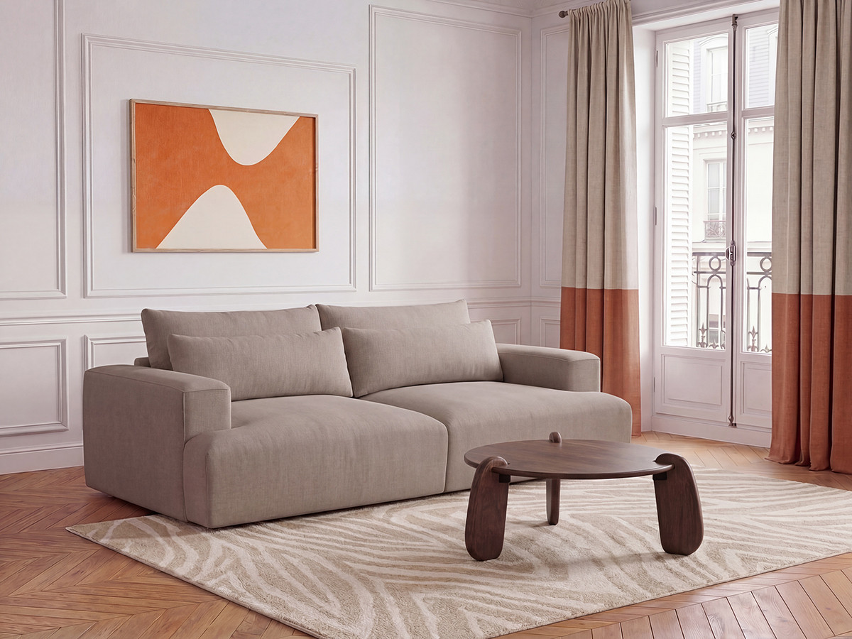 Bobochic Twiny Sofa 3-Sitzer Stoff Taupe