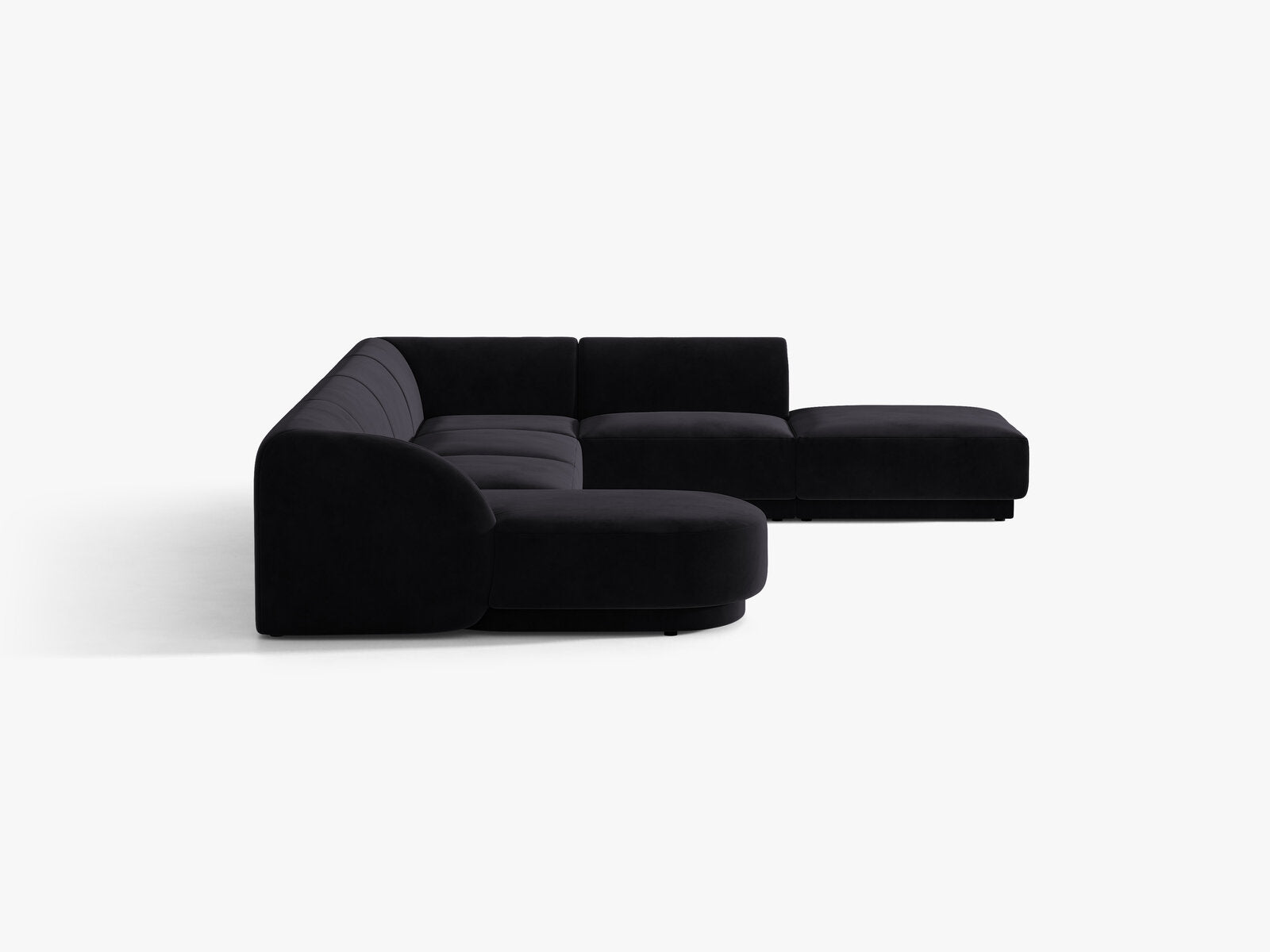 Micadoni Panorama-Ecksofa Miley 6-Sitzer Rechts Samt Venus Schwarz