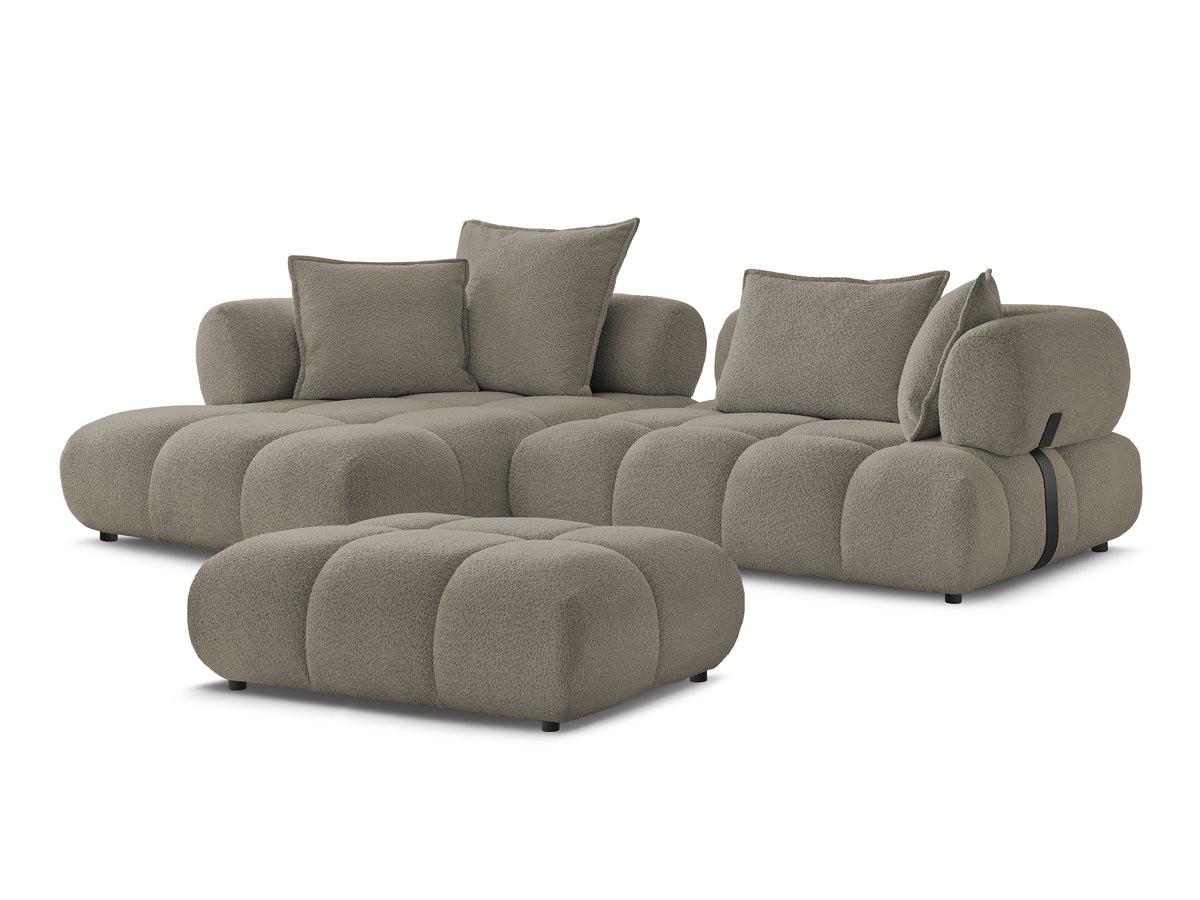 Bobochic Alya Ecksofa mit Pouf Bouclé-Stoff Taupe Ecke links