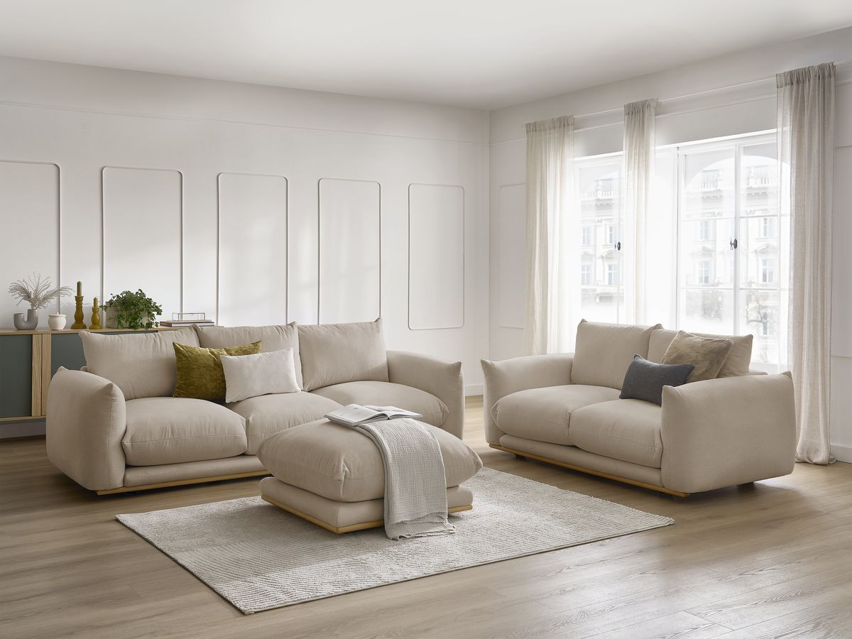 Bobochic Ernest Sofa 6-Sitzer mit Pouf Stoff Taupe