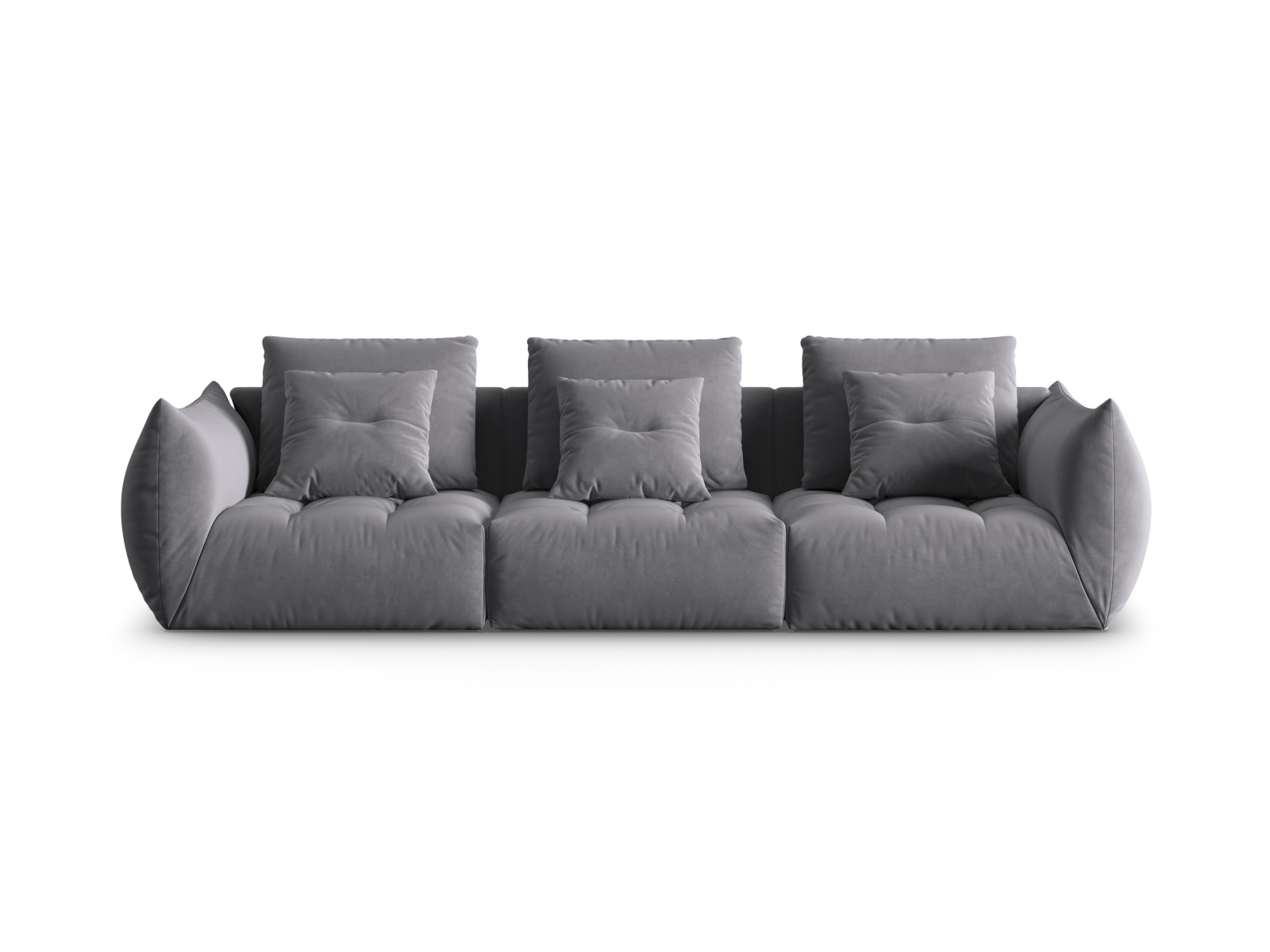 Micadoni Sofa Bloom 4-Sitzer Samt Dunkelgrau