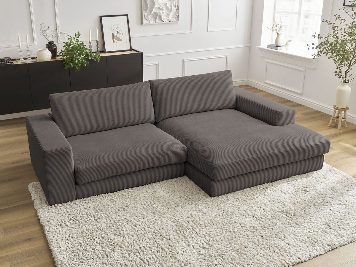 Bobochic Leonard Ecksofa 274 × 159 cm Cordsamt Braun Ecke rechts