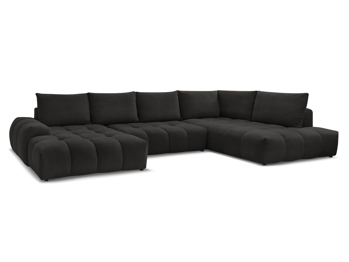Bobochic Everest Wohnlandschaft, 6 Kissen Strukturstoff Schwarz Ecke links