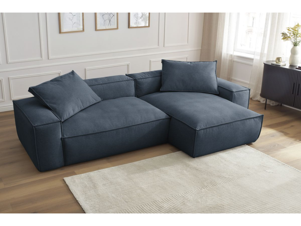 Bobochic Boheme Ecksofa, 2 Kissen Melange-Stoff Dunkelblau