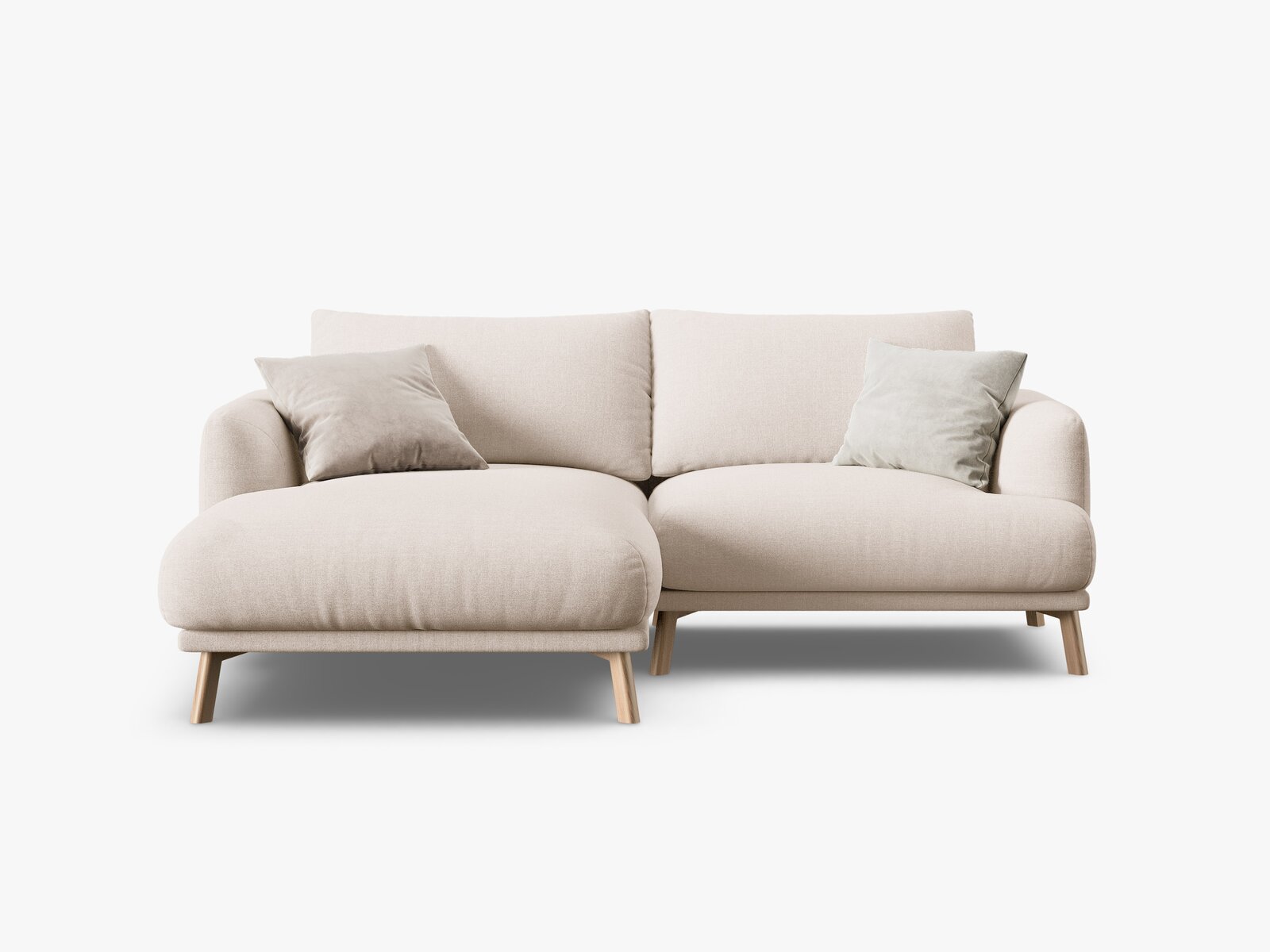 Micadoni Ecksofa Naomi 3-Sitzer kleine Version Links Strukturierter Stoff Liberty Beige