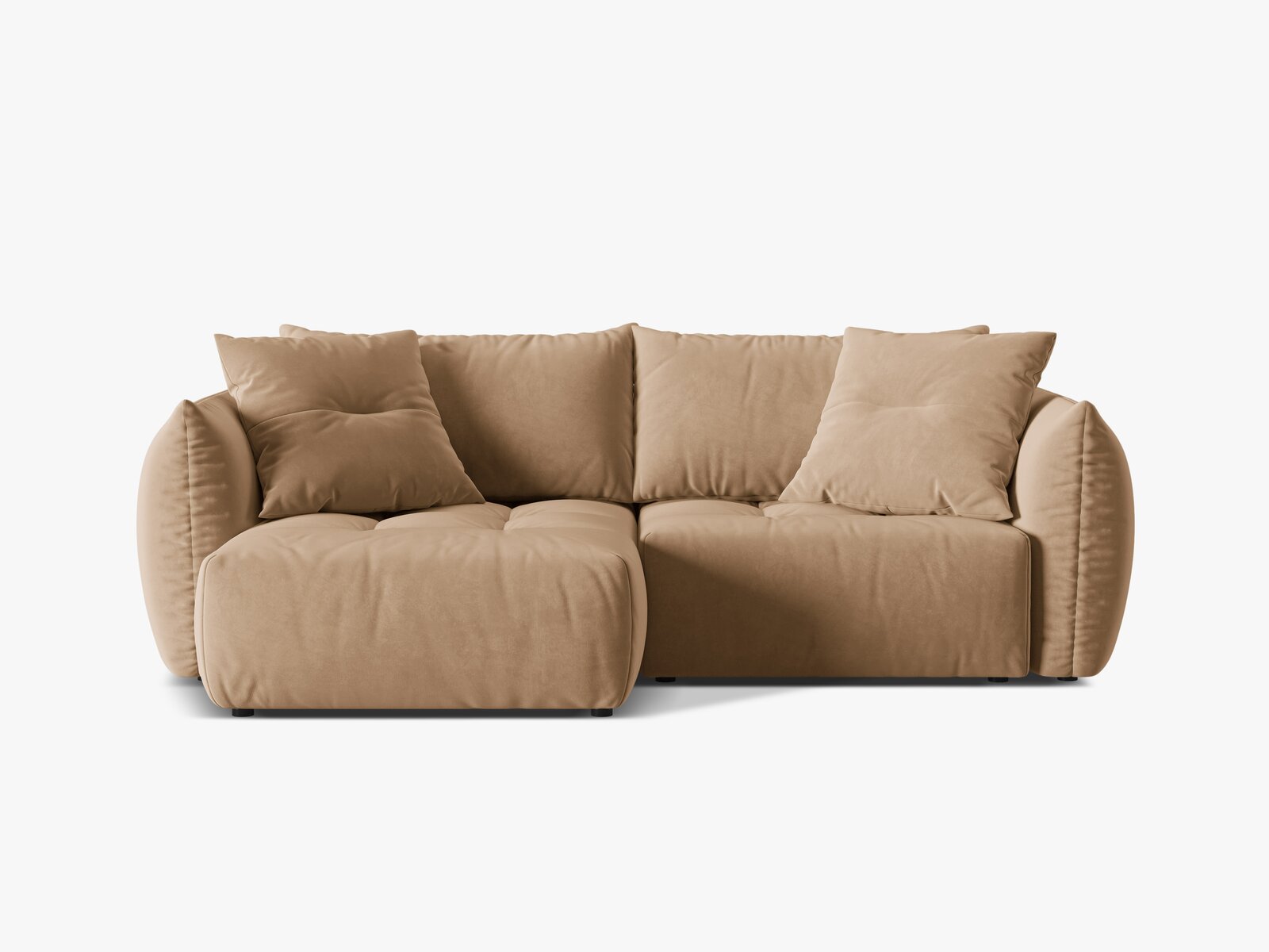 Micadoni Bloom Ecksofa 3-Sitzer mit Schlaffunktion Links Samt Casino Mandelbeige