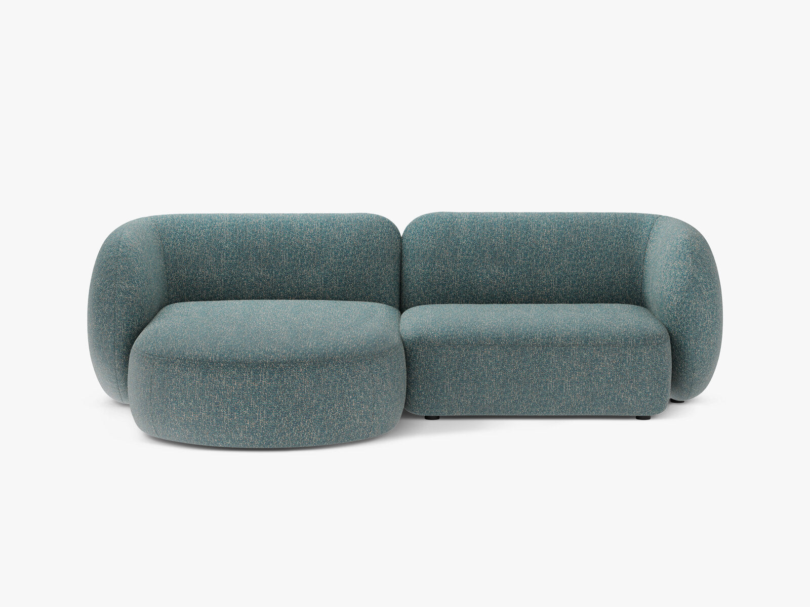 Micadoni Ecksofa Kate 2-Sitzer Links Strukturierter Stoff Blau Melange
