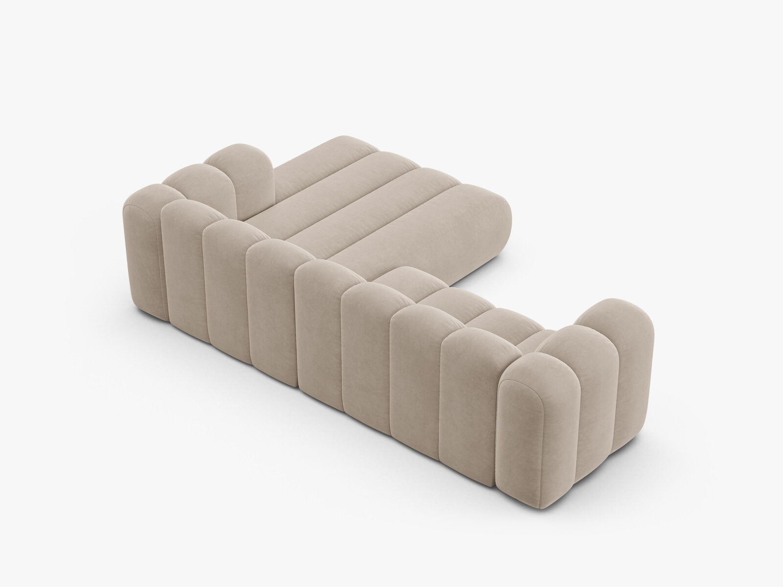 Micadoni Modulares Ecksofa Lupine 4-Sitzer mittelgroß Rechts Samt Salvador Beige