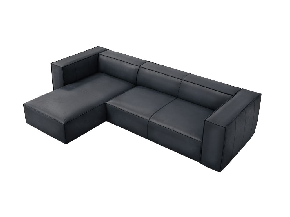 Cosmopolitan Design Ecksofa Turin 5-Sitzer Leder Granada Blau Links
