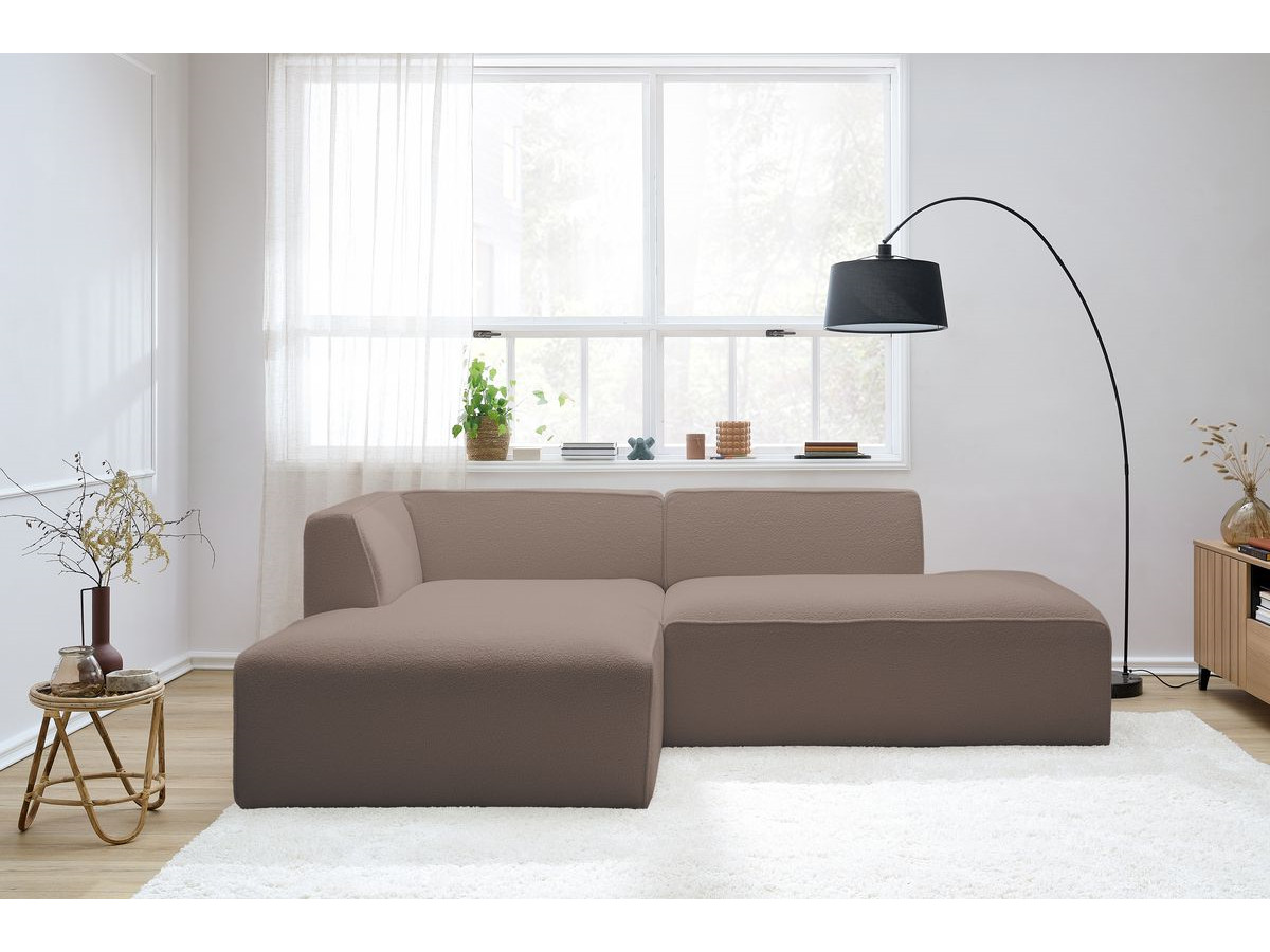 Bobochic Megeve Ecksofa Bouclé-Stoff Braun Ecke links