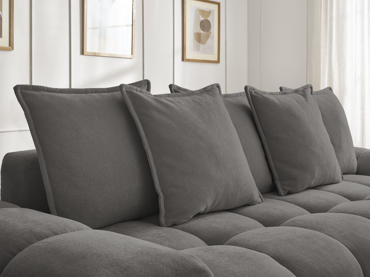 Bobochic Everest Sofa 3-Sitzer, 5 Kissen Strukturstoff Dunkelgrau