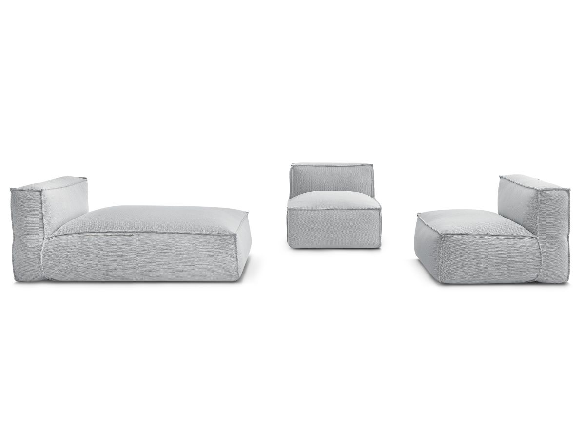 Bobochic Biarritz Gartensofa 3-Sitzer Melange-Stoff Grau