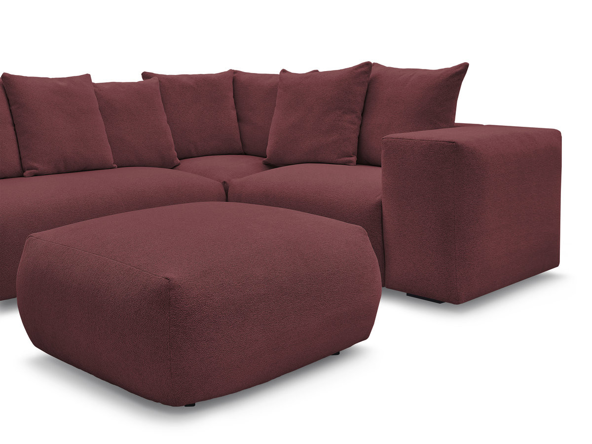 Bobochic Voltaire Ecksofa mit Pouf 268 × 214 cm Melange-Stoff Rot Ecke rechts