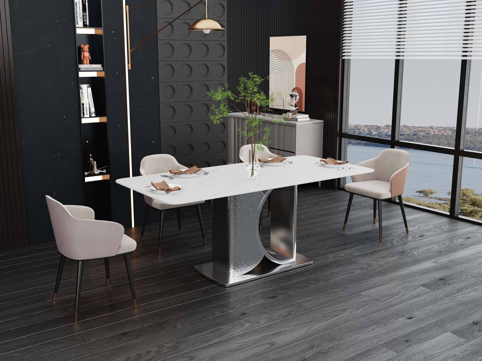 Livin Hill Esstisch 180cm Modig Silberne Beine, weiße Tischplatte M90