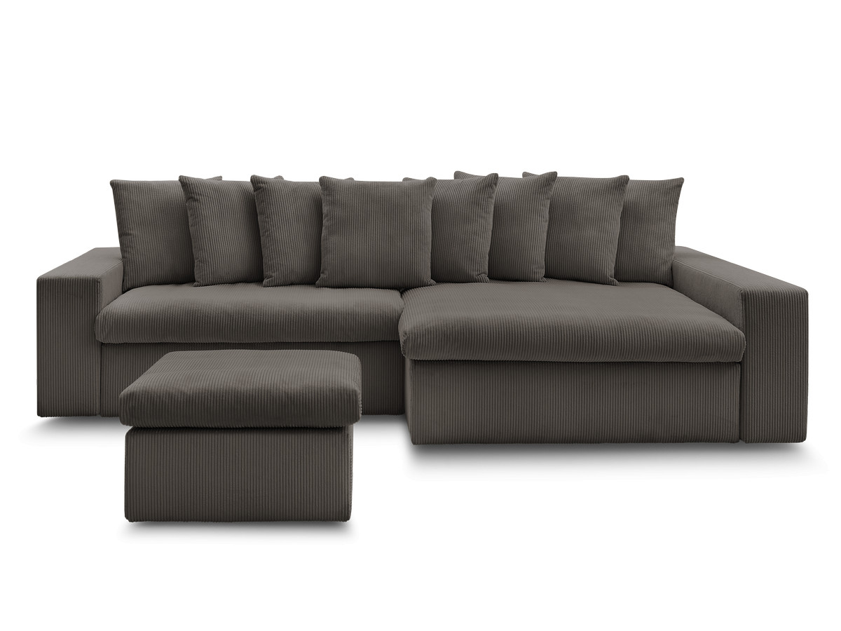 Bobochic Enore Ecksofa mit Pouf Cordsamt Taupe Ecke rechts