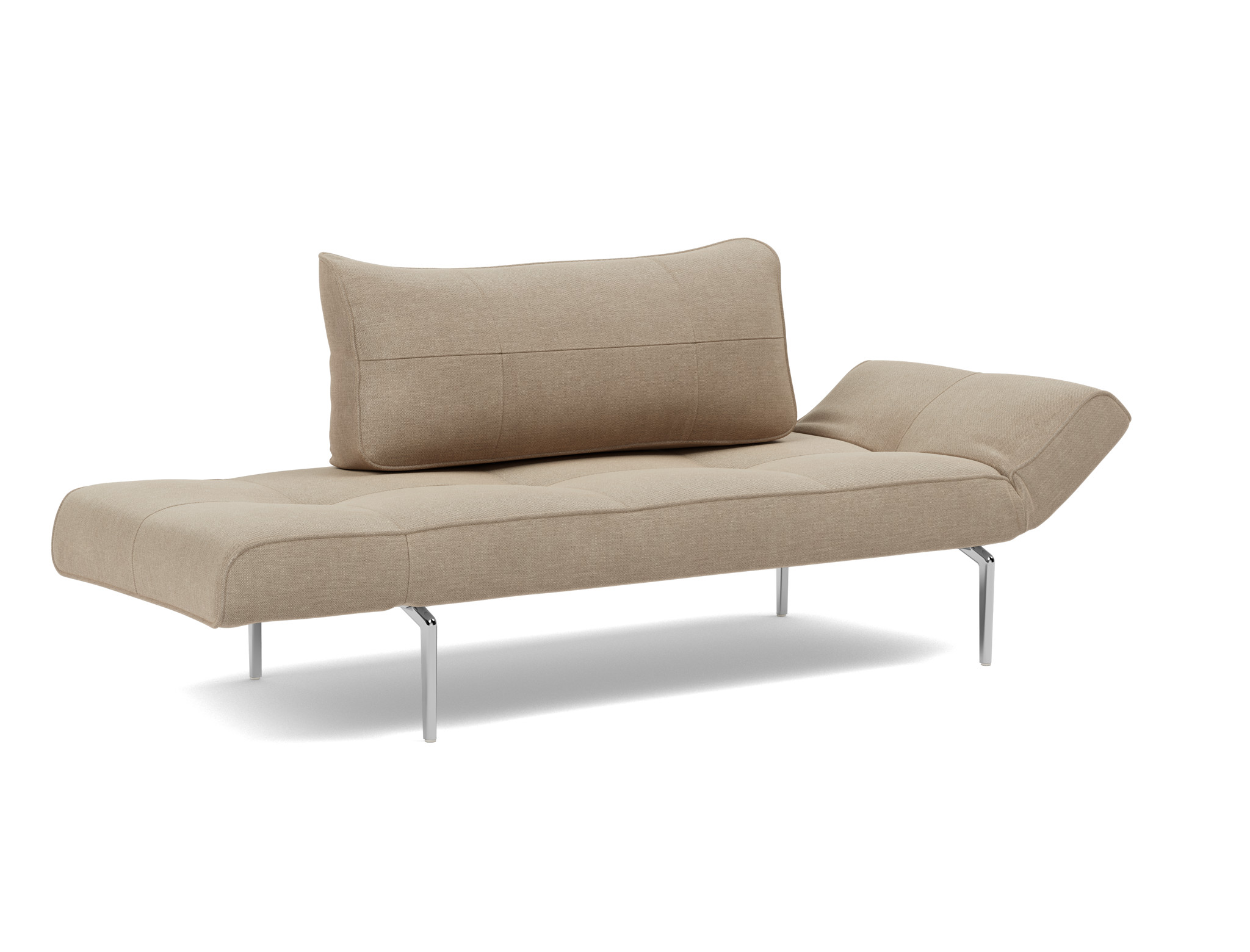 Tagesbett Zeal Flachgewebe Phobos 587-Mocha Beine Straw Aluminium