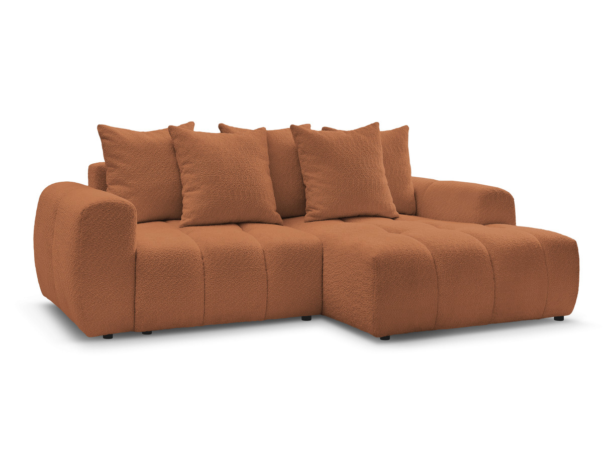 Bobochic Roxelane Ecksofa mit Schlaffunktion und Bettkasten 258 × 150 cm Bouclé-Stoff Orange Ecke rechts