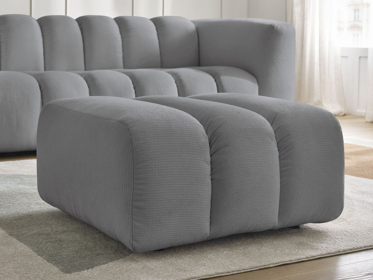 Bobochic Talia Sofa 3-Sitzer mit Pouf Melange-Stoff Hellgrau