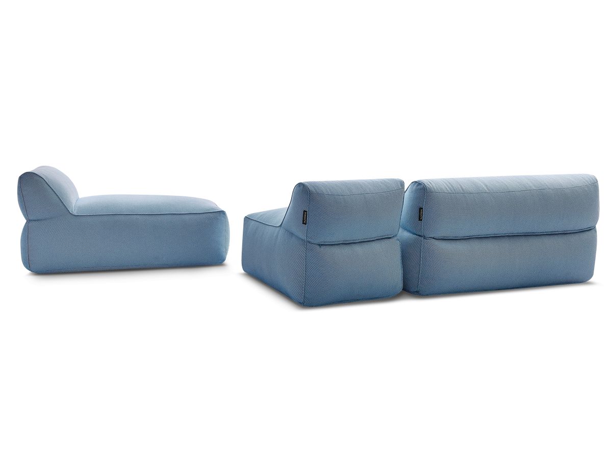 Bobochic Riviera Gartensofa 4-Sitzer Melange-Stoff Dunkelblau