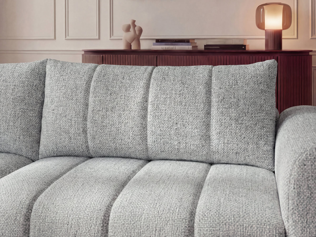 Bobochic Nesty Ecksofa 272 cm Melange-Stoff Hellgrau Ecke links