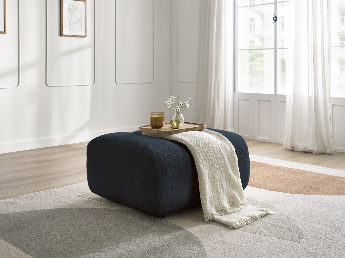 Bobochic Talia Pouf Bouclé-Stoff Dunkelblau
