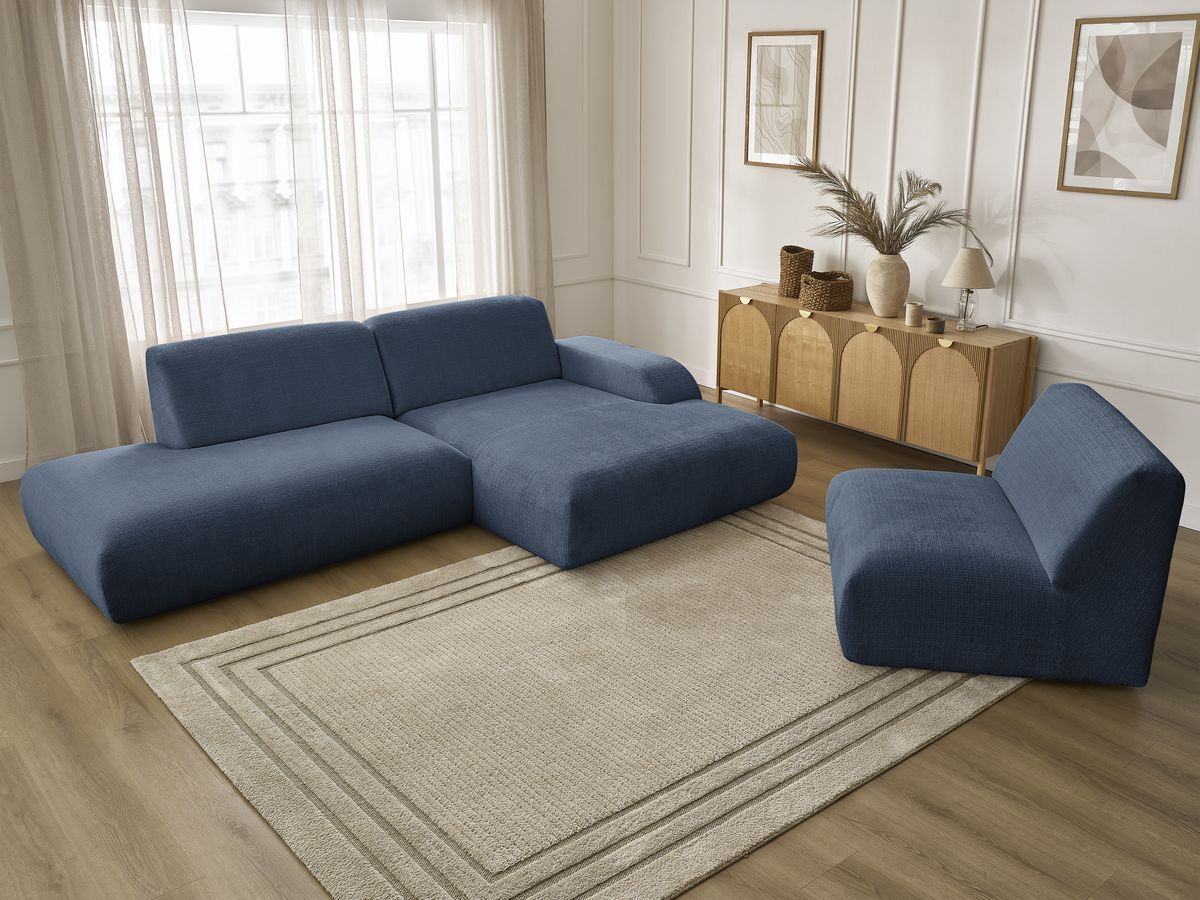 Bobochic Sirius Ecksofa 405 × 170 cm Strukturstoff Dunkelblau Ecke rechts