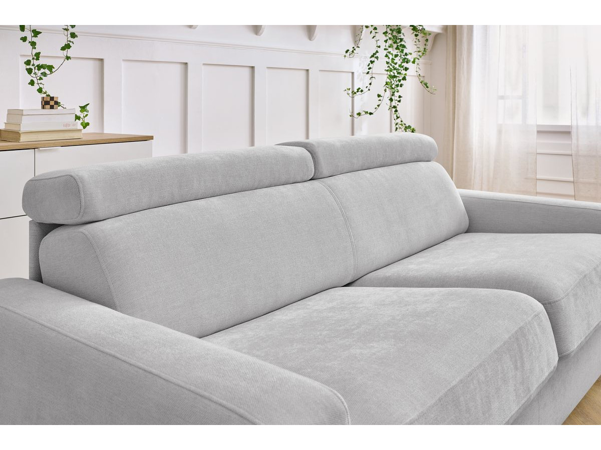 Bobochic Monaco Schlafsofa 3-Sitzer Stoff Hellgrau, Liegefläche 140 × 190 cm