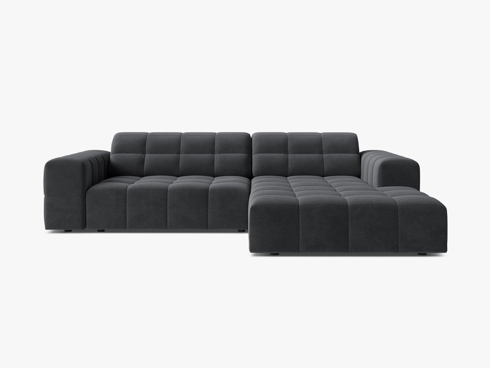 Micadoni Jennifer Ecksofa 4-Sitzer Rechts Samt Bluvel Grau