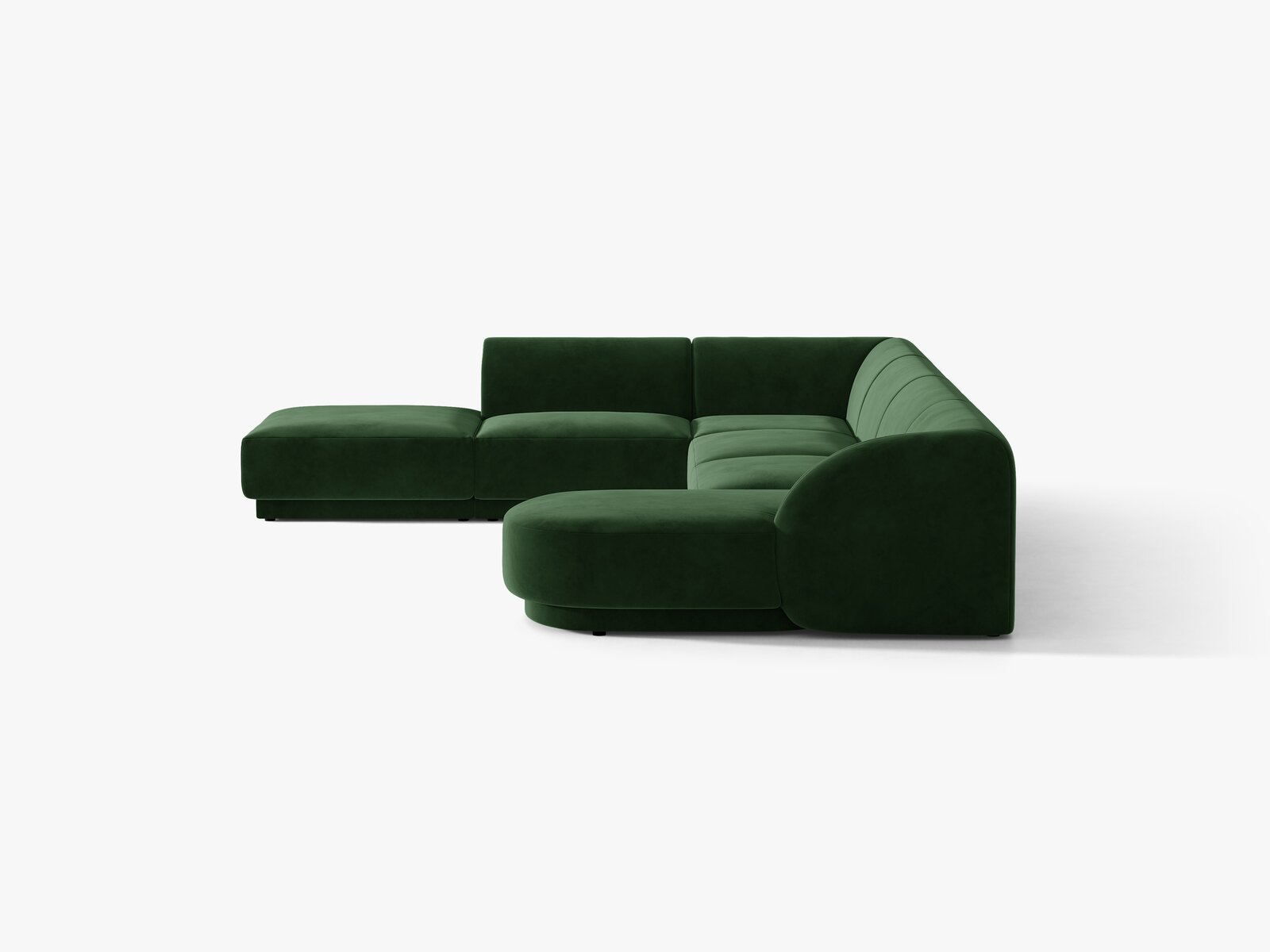 Micadoni Panorama-Ecksofa Miley 6-Sitzer Samt Venus Flaschengrün Links