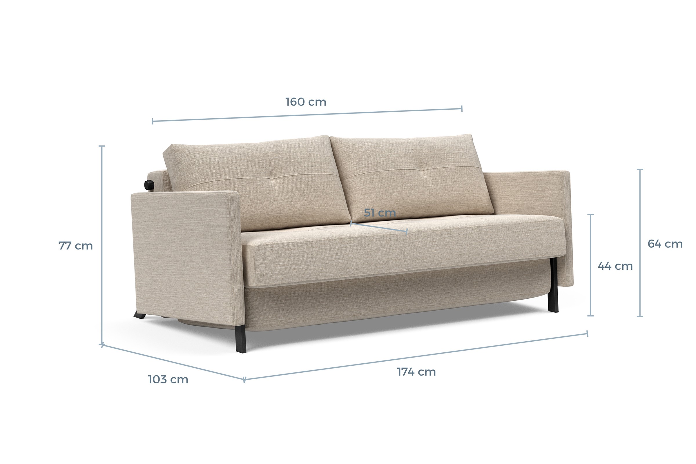 Schlafsofa Cubed mit Armlehnen