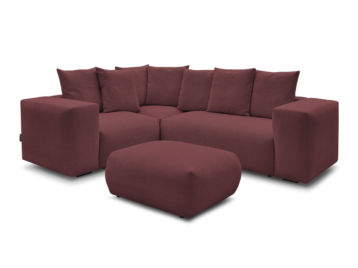 Bobochic Voltaire Ecksofa mit Pouf 268 × 214 cm Melange-Stoff Rot Ecke links