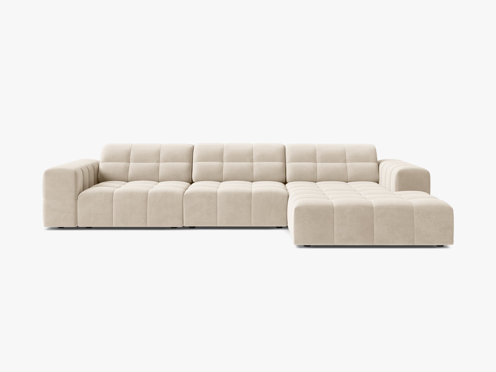 Micadoni Ecksofa Jennifer 4-Sitzer Rechts Samt Bluvel Helles Beige