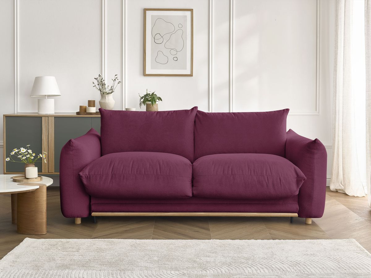 Bobochic Ernest Schlafsofa 3-Sitzer, Liegefläche 190 × 140 / 160 cm Stoff Rot, Liegefläche 160 × 190 cm