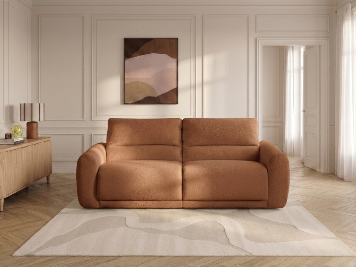 Bobochic Minorque Schlafsofa 2,5-Sitzer Chenille Orange, Liegefläche 160 × 200 cm